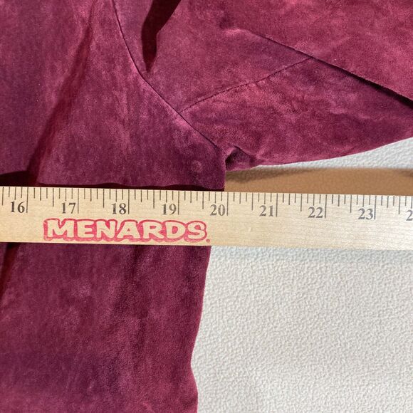 C Wonder Suede Trench Coat Women's Sz 10 Burgundy Red Lined Double Breasted - Picture 7 of 12